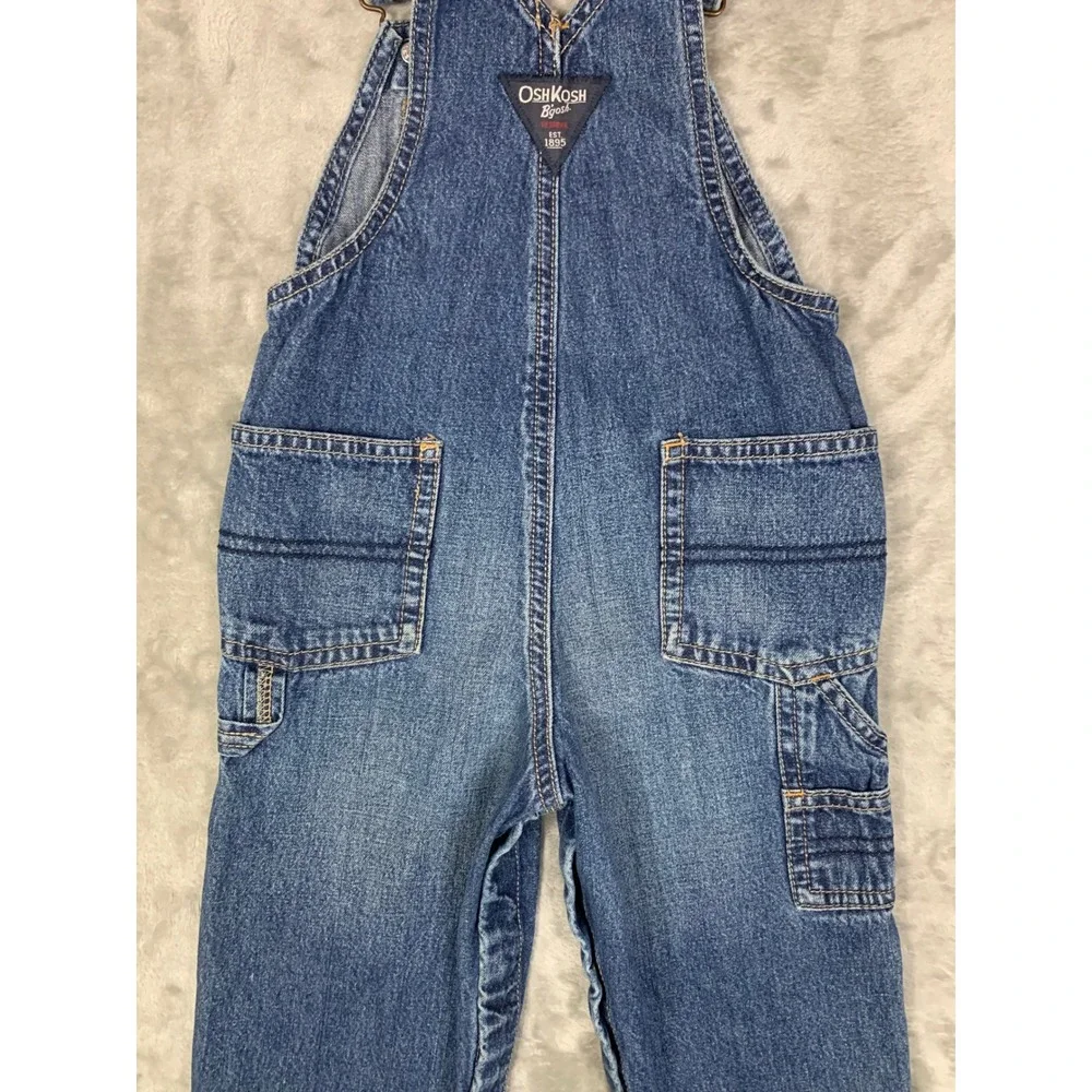 OshKosh Bgosh Vestbak Toddler Denim Carpenter Overalls 24 Months Blue Snaps Play
